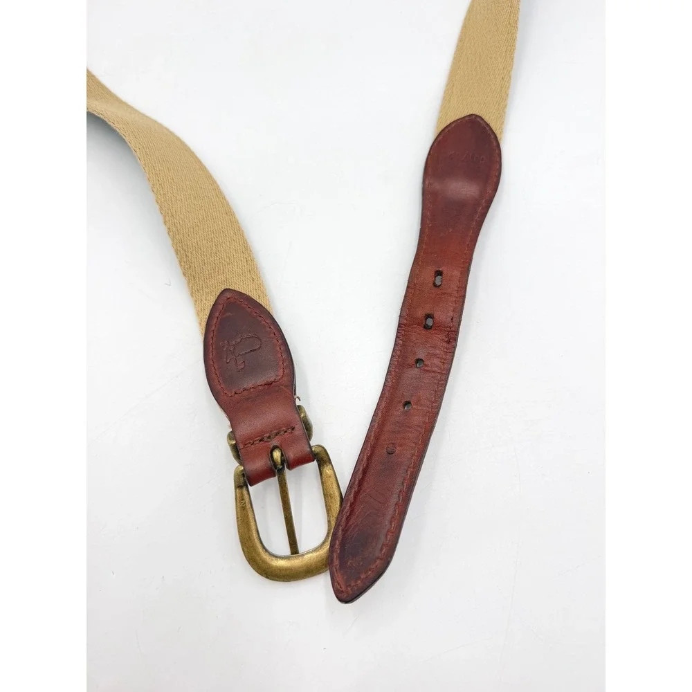 Masters Golf Belt Mens 40 Green Tan Canvas Leather Brass Buckle Augusta